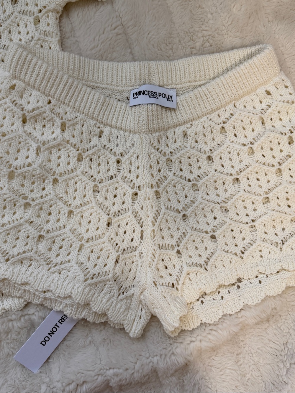 Princess Polly Cream Crochet Knit Short Set - Picture 3 of 4